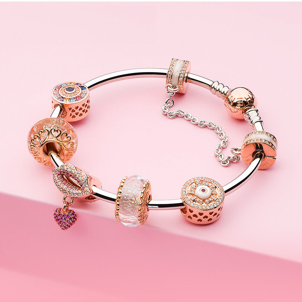 Golden Petals charm rose gold bead with elegant bracelet combination