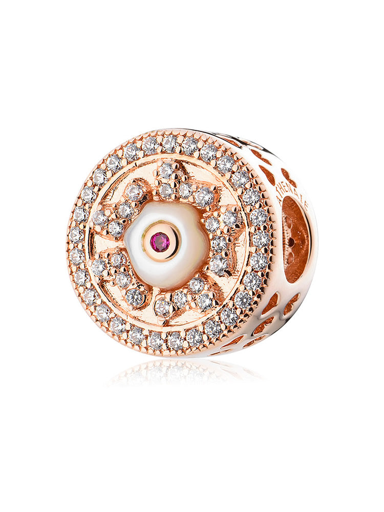 Golden petals charm bead rose gold with mother of pearl front view by ATHENAIE