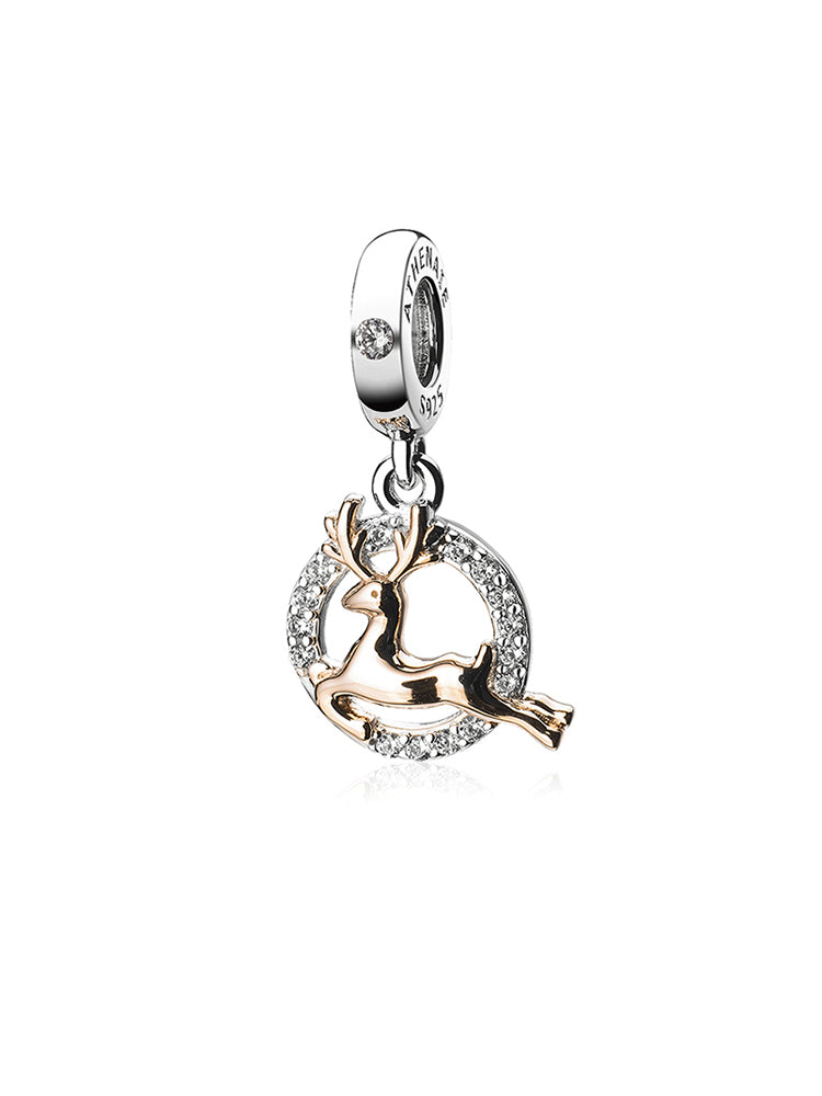 Golden Reindeer Pendant Charm by ATHENAIE