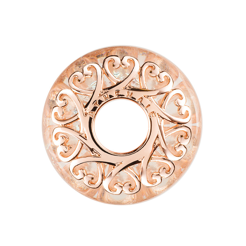 Side view of Golden Whisper Murano glass charm bead with golden tones