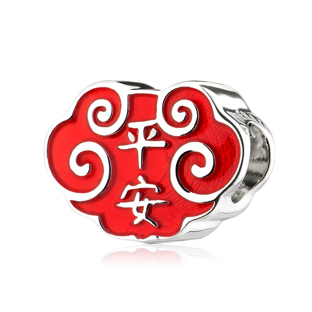 Guardian Peace enamel charm bead made of 925 silver, front view.