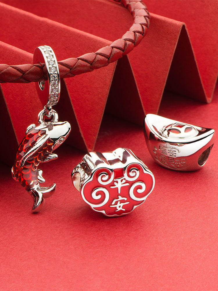 Close up guardian peace enamel charm bead with sterling silver core