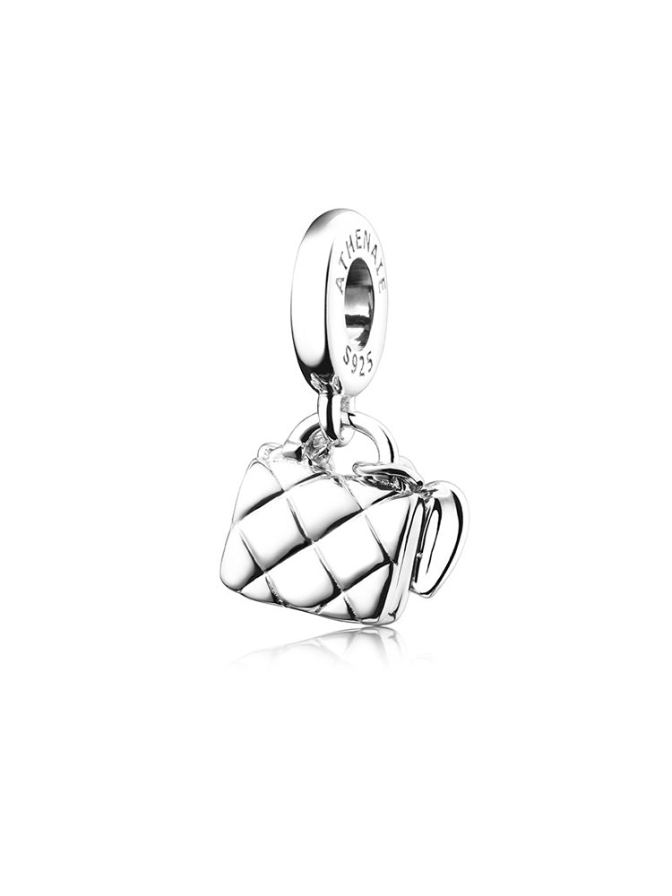 Handbag sterling silver dangle charm back view showing details