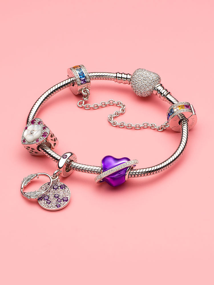 Heart charm bead bracelet styling