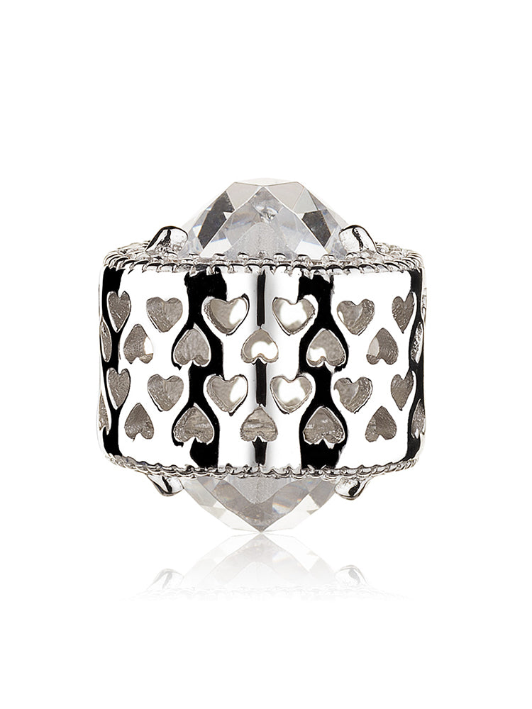 Flat view of eternal heart 925 sterling silver charm bead