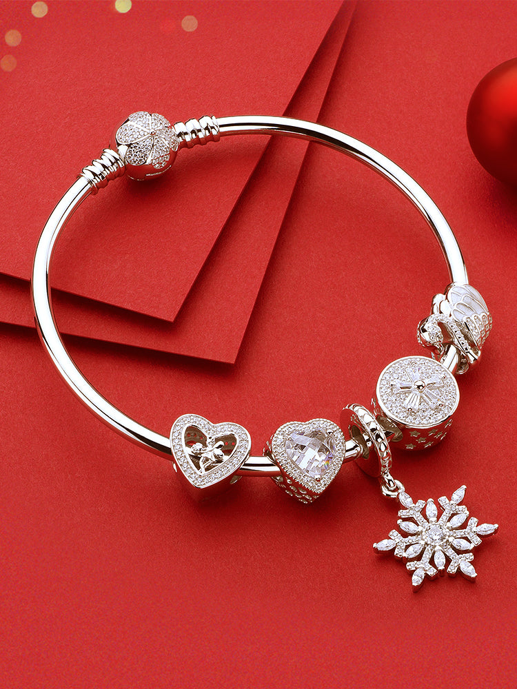 Eternal heart charm bead bracelet styling with silver charms
