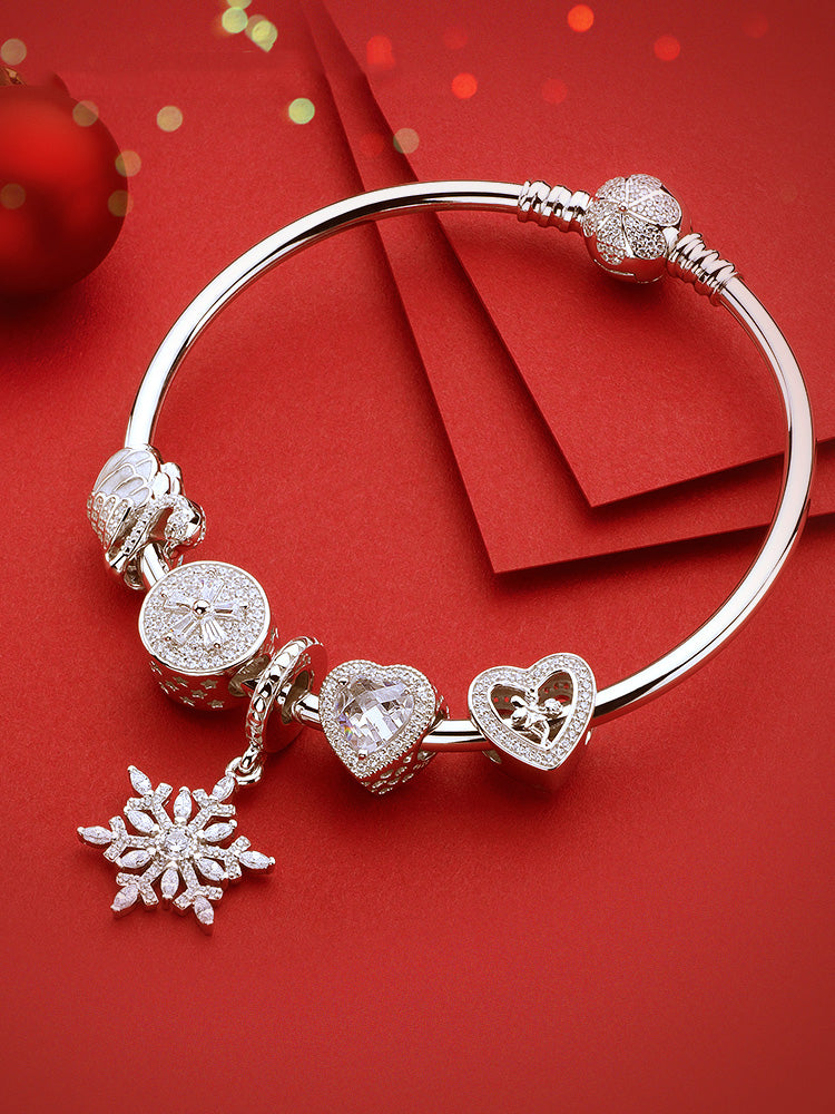 Eternal heart charm bead styled on European charm bracelet