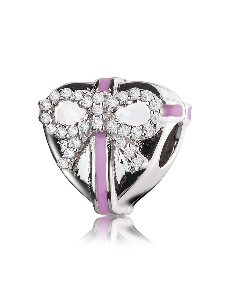 Heart clip charm in 925 sterling silver with enamel and CZ by ATHENAIE
