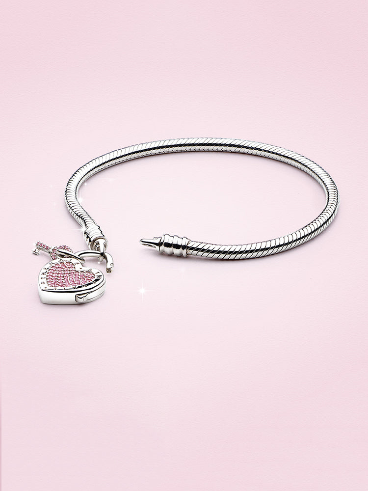 Sterling silver heart lock charm bracelet styling scene