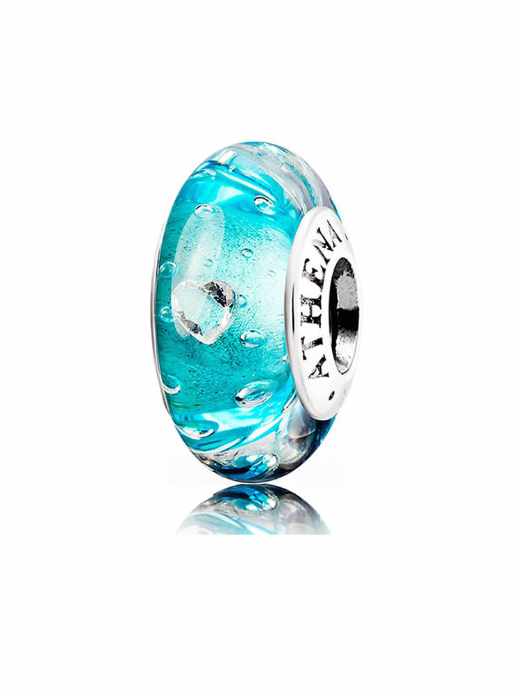 Heart murano glass charm with 925 silver core by ATHENAIE