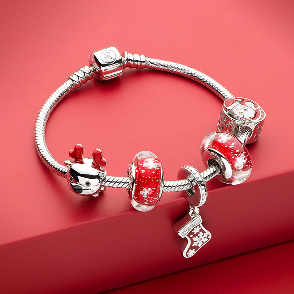Jolly Reindeer Christmas charm styled with ATHENAIE bracelet – holiday jewelry gift idea