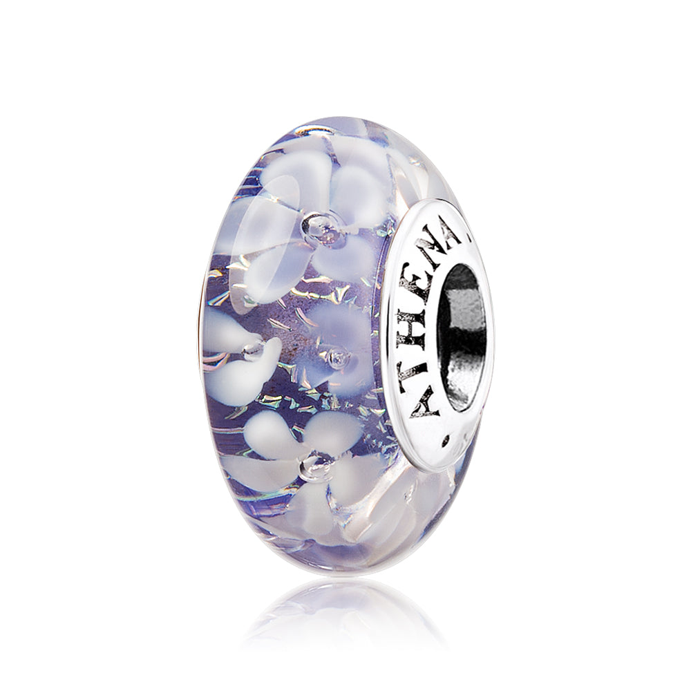 Lavender Whisper Murano glass charm bead - front view