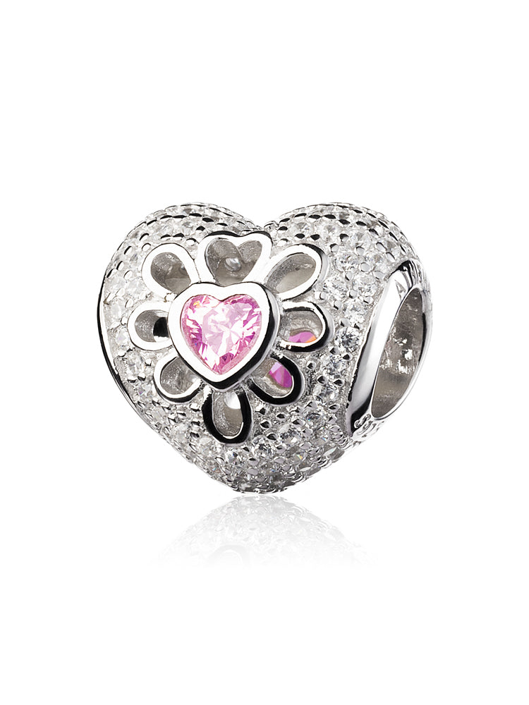 Love in Bloom 925 sterling silver charm with micro pavé cubic zirconia by ATHENAIE