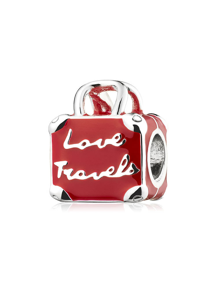 Love Journey travel bag charm in sterling silver by ATHENAIE