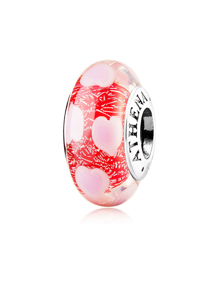 Loving hearts Murano glass charm bead by ATHENAIE