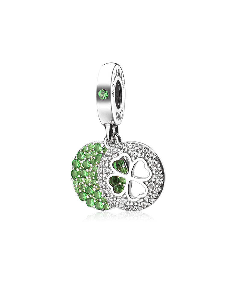 Lucky Bloom silver flower pendant charm with CZ stones by ATHENAIE