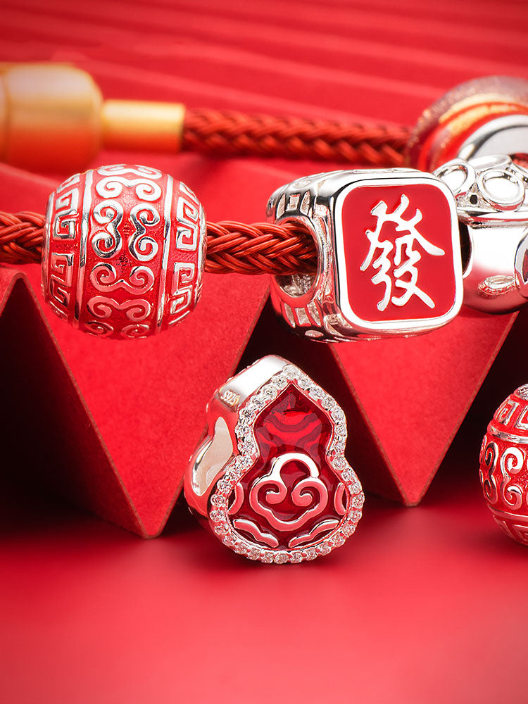 Close up lucky gourd enamel charm bead colorful enamel design