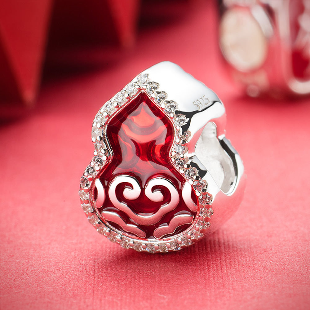 Lucky Gourd 925 silver enamel charm bead styled with accessories.