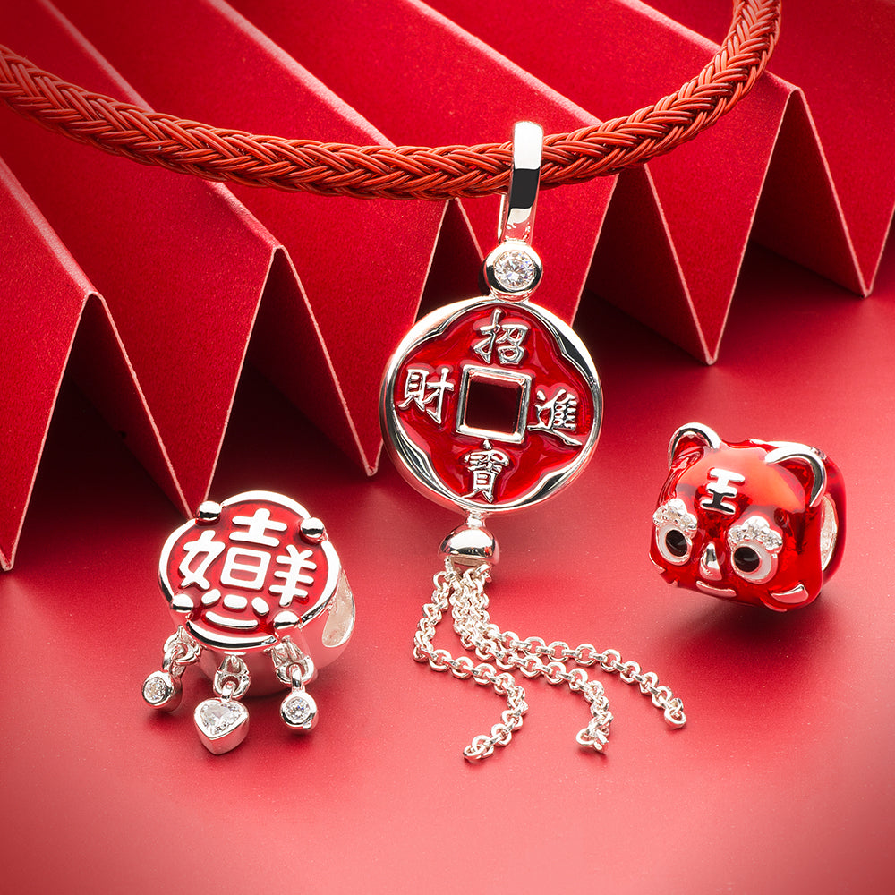 Lucky Tiger charm bead with traditional tiger-head shoe design, symbol of good fortune