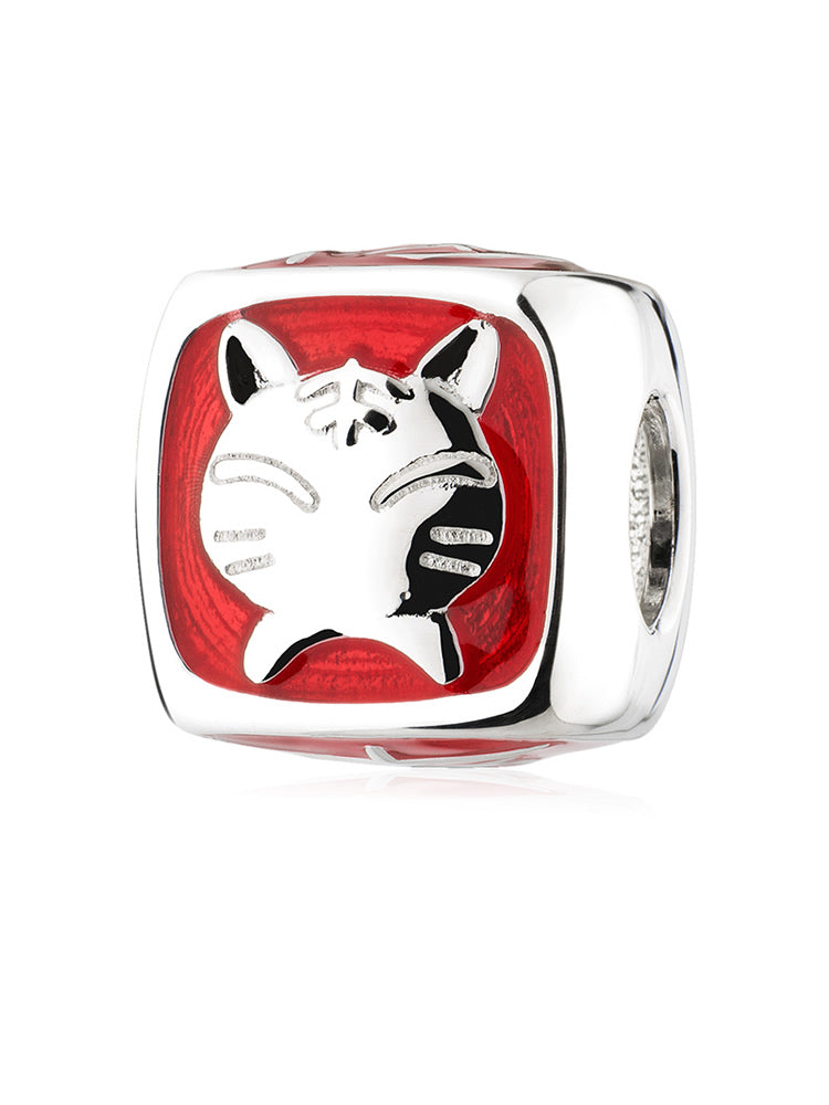 Lucky Tiger Enamel Charm Bead 925 sterling silver by ATHENAIE
