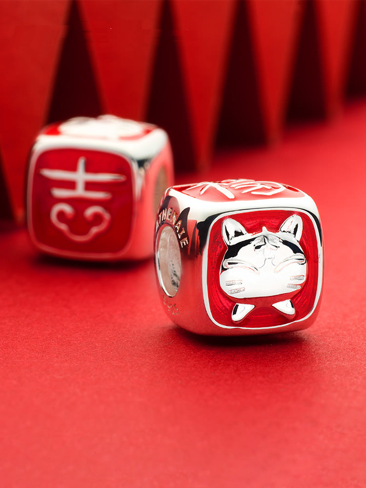 Lucky tiger enamel charm bead styled on European charm bracelet