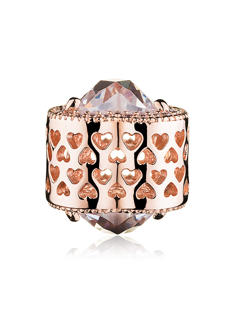 Top view of luminous heart charm bead