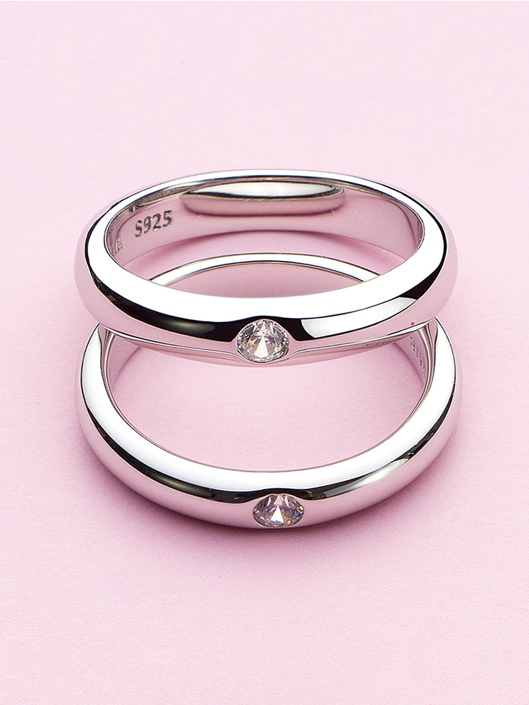 Luna bezel CZ minimalist ring sterling silver styling scene