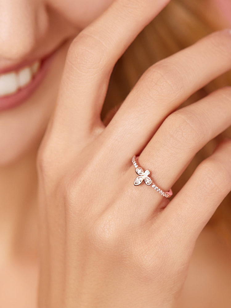 Rose gold marquise cluster ring on hand look