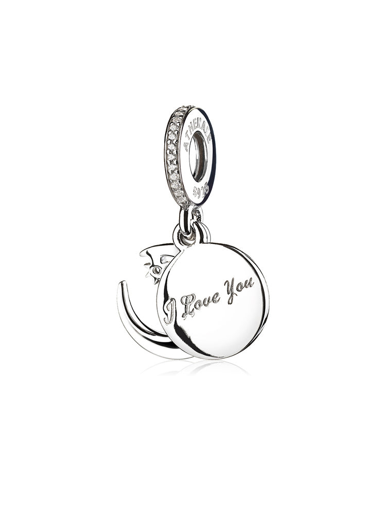 Midnight moon pendant charm back view