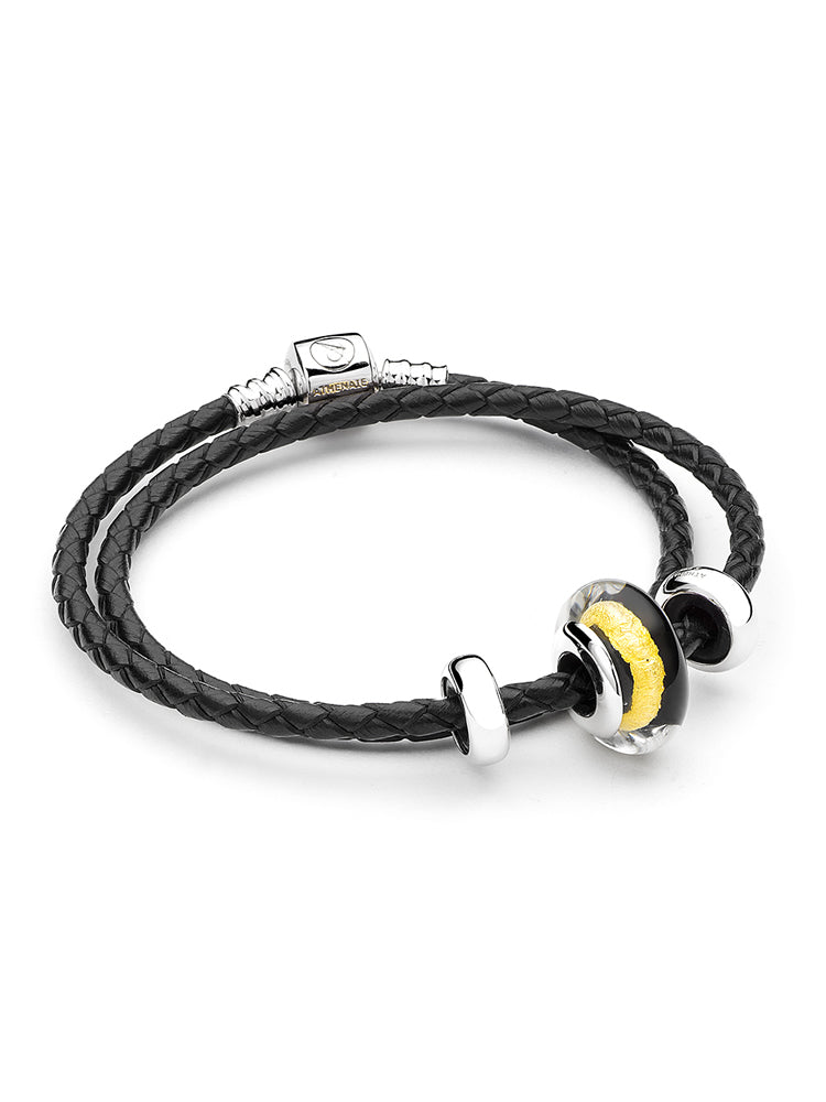 Midnight stopper charm bead styled on charm bracelet by ATHENAIE