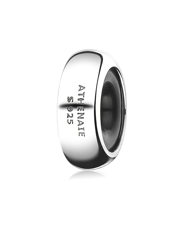 Midnight stopper charm bead front view in 925 sterling silver by ATHENAIE