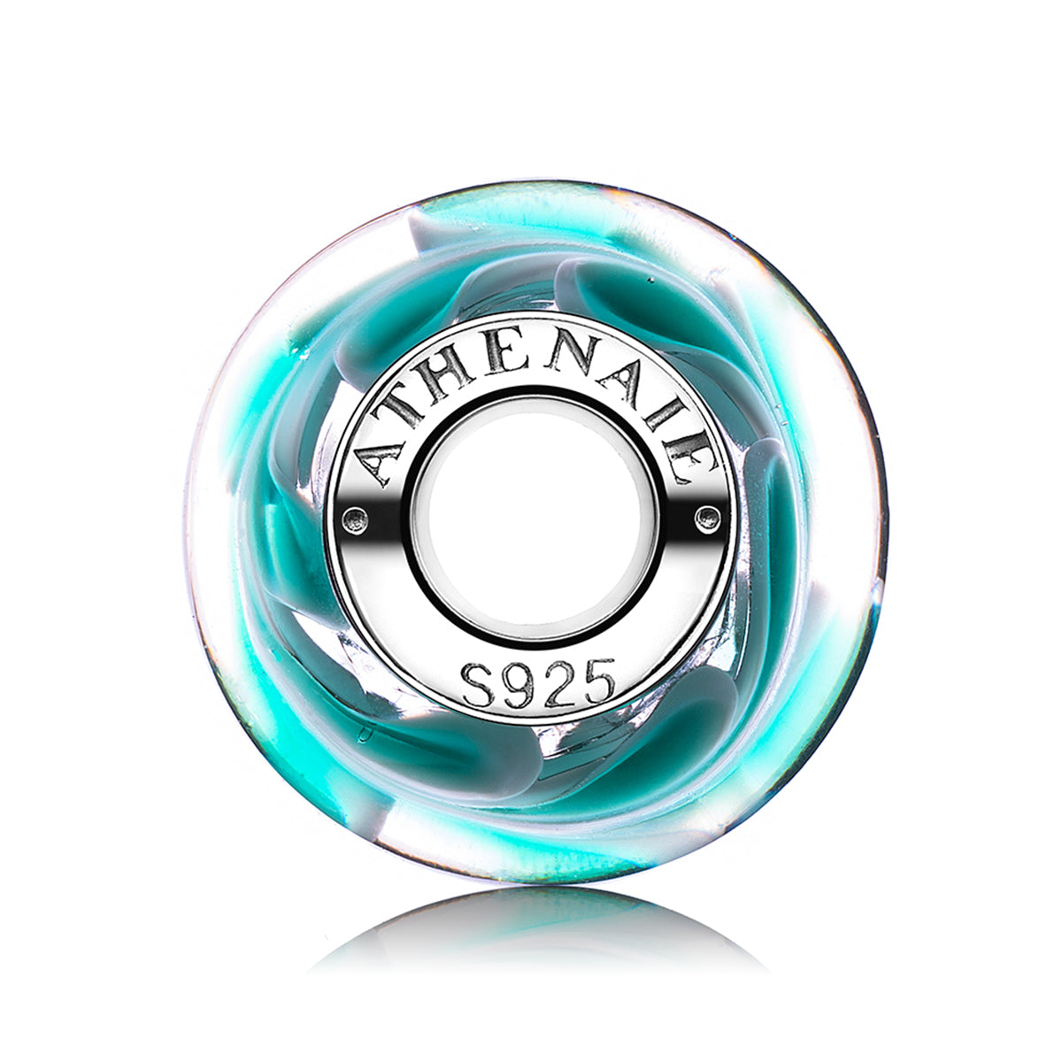 Side view of Forest Leaf Murano Glass Charm Bead
