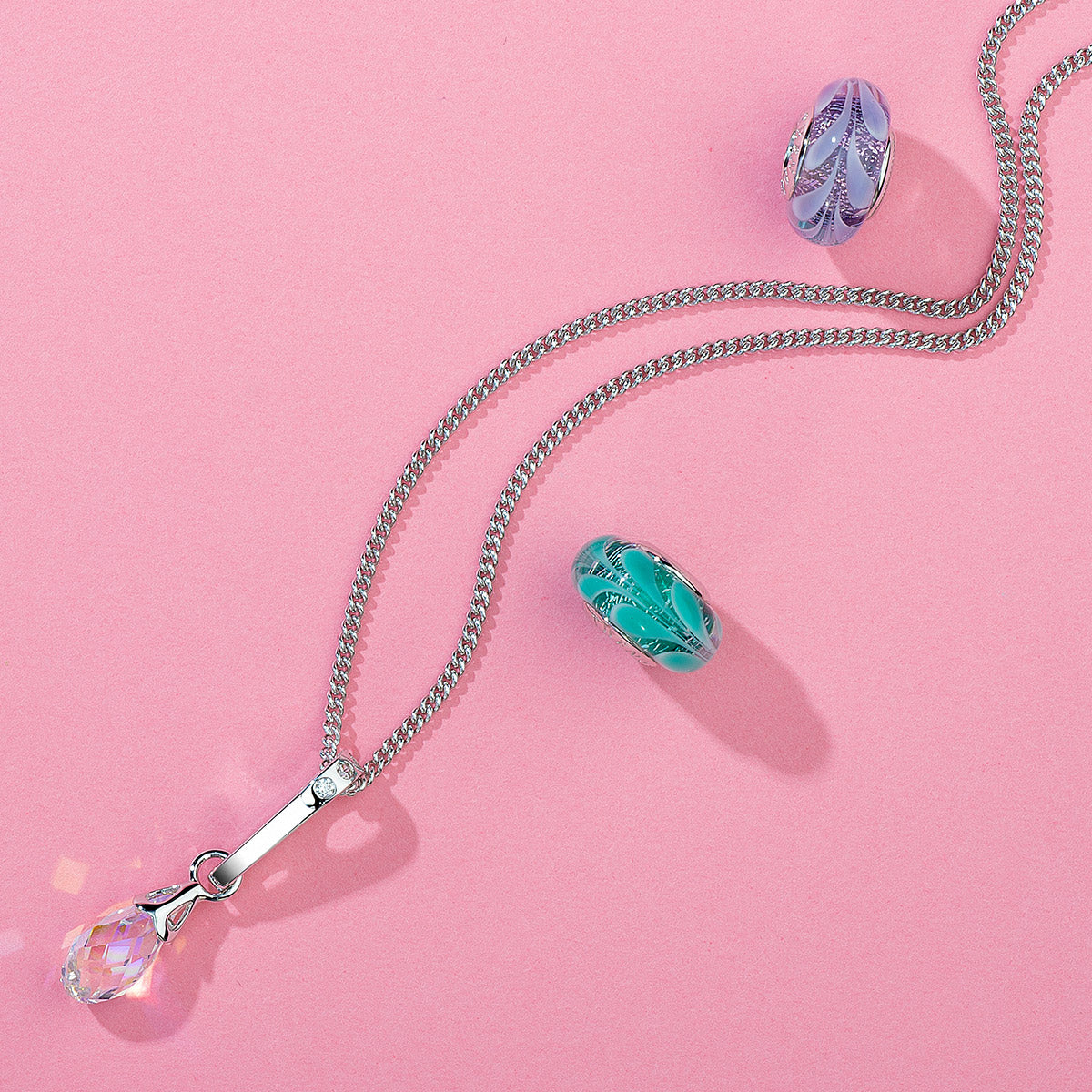 Forest Leaf Charm Bead styled on bracelet in scene shot