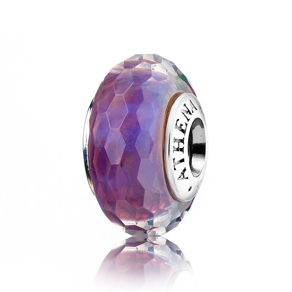 Twilight Prism Mist Murano glass charm front view in gradient tones