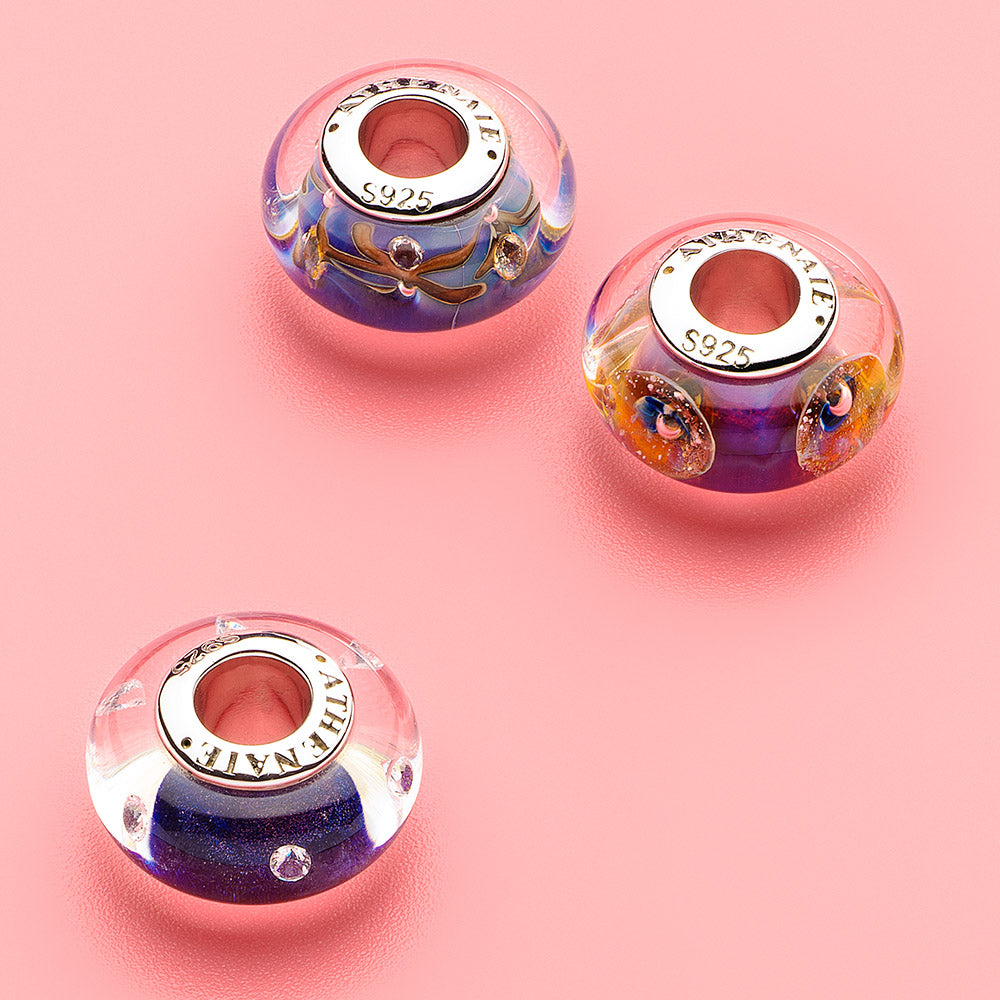 Celestial Stream Murano charm with cosmic night glass design