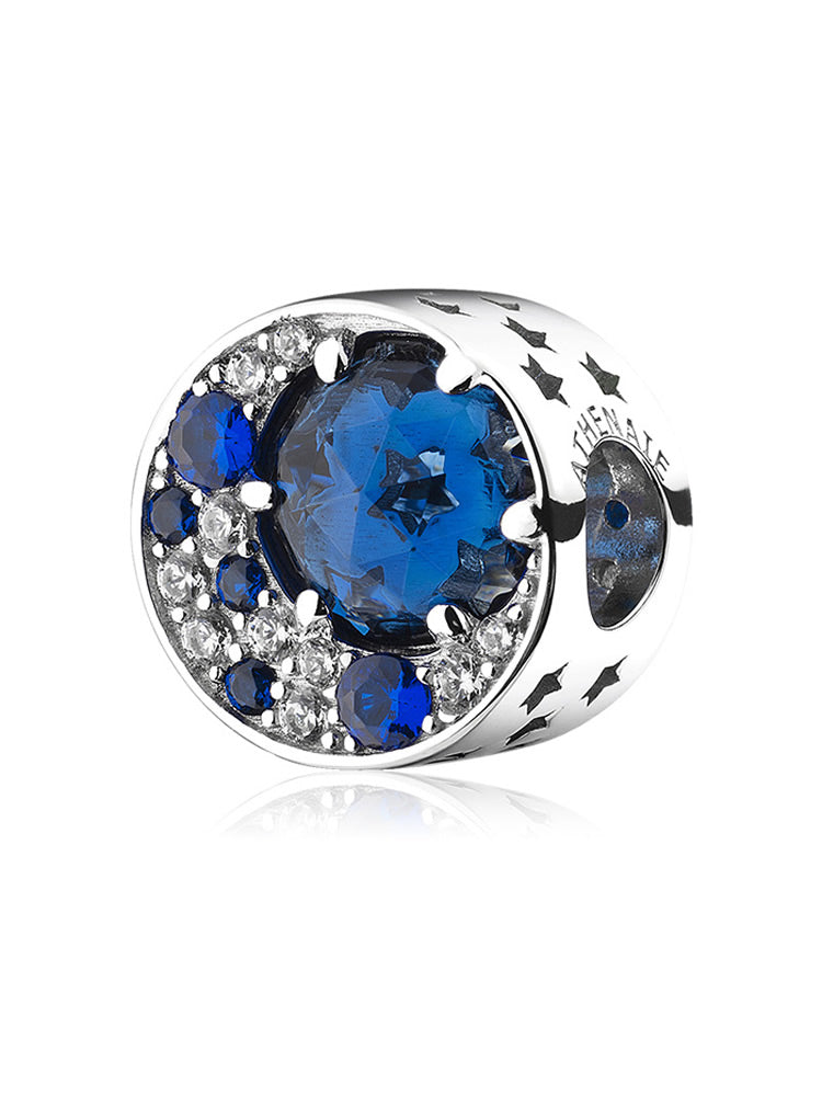 Moonlight star charm bead in 925 sterling silver by ATHENAIE