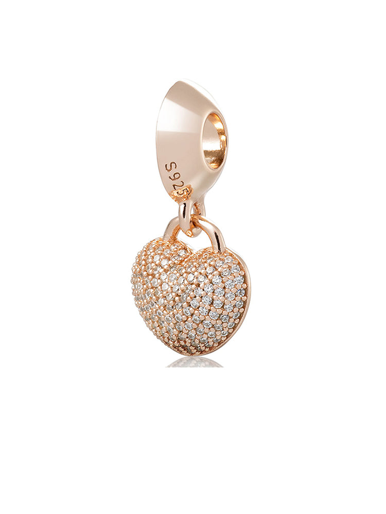 Mother daughter heart sterling silver dangle charm back view