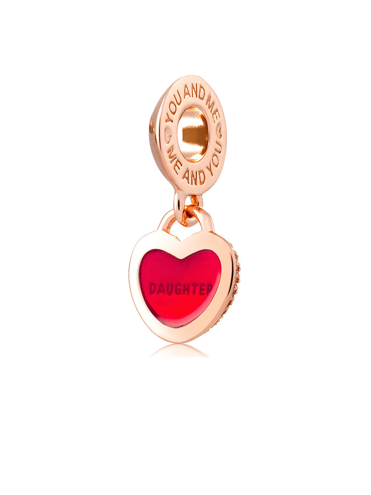 Mother daughter heart sterling silver dangle charm daughter design