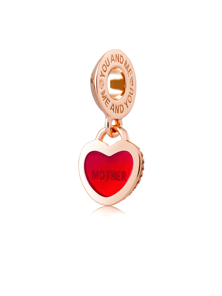 Mother daughter heart sterling silver dangle charm mother design