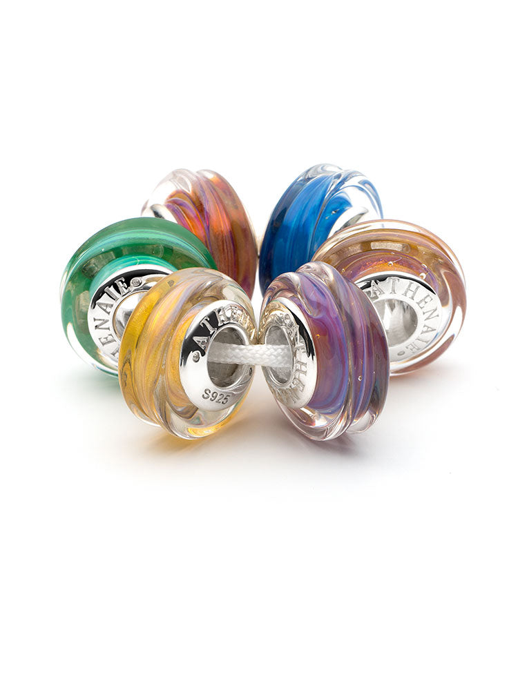 Murano glass amber charm bead bracelet detail