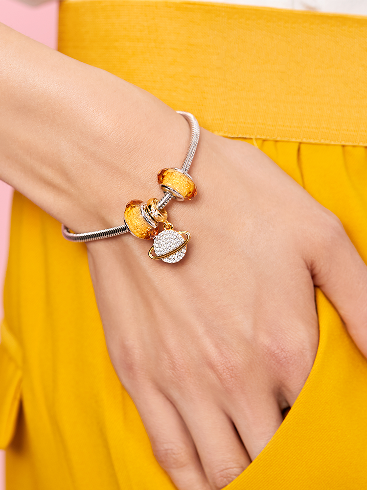 Golden spark murano glass charm bead bracelet styling