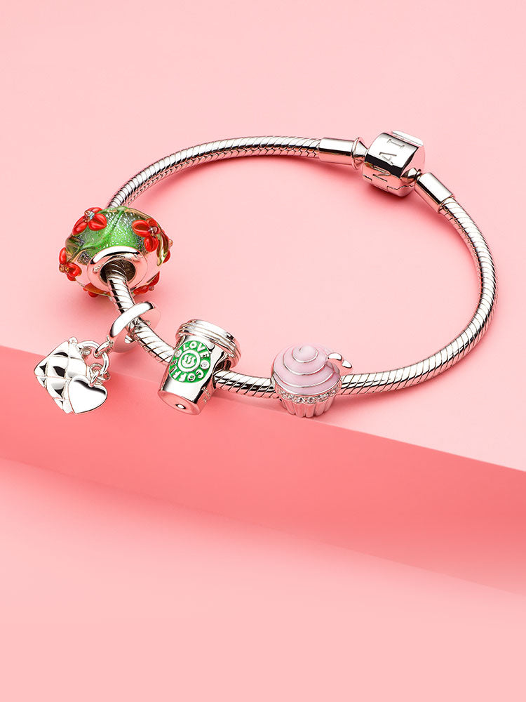 Murano glass blossom charm bead bracelet style