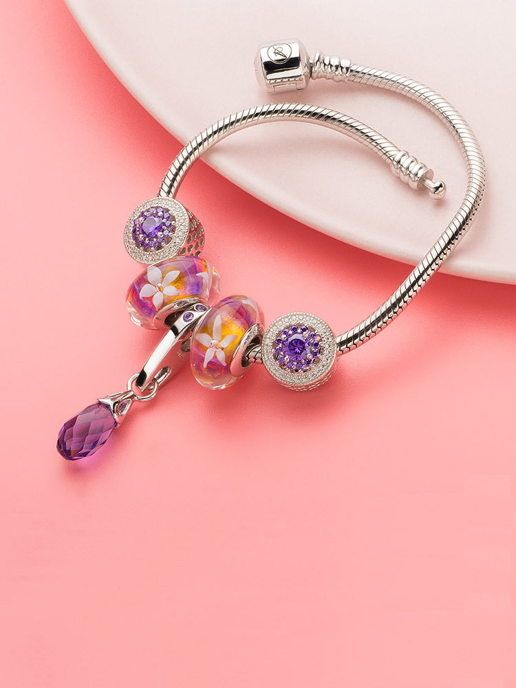 purple murano charm bead bracelet styling elegant jewelry look