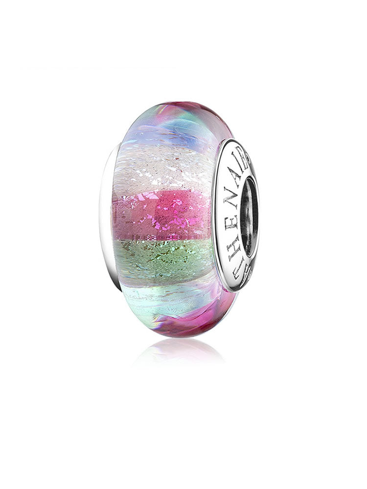 rainbow murano glass charm bead colorful design for bracelet