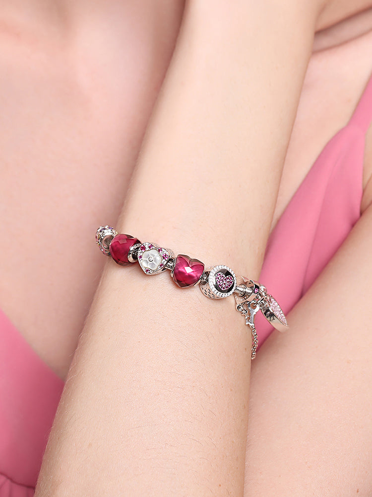 Murano glass charm bead bracelet styling on model