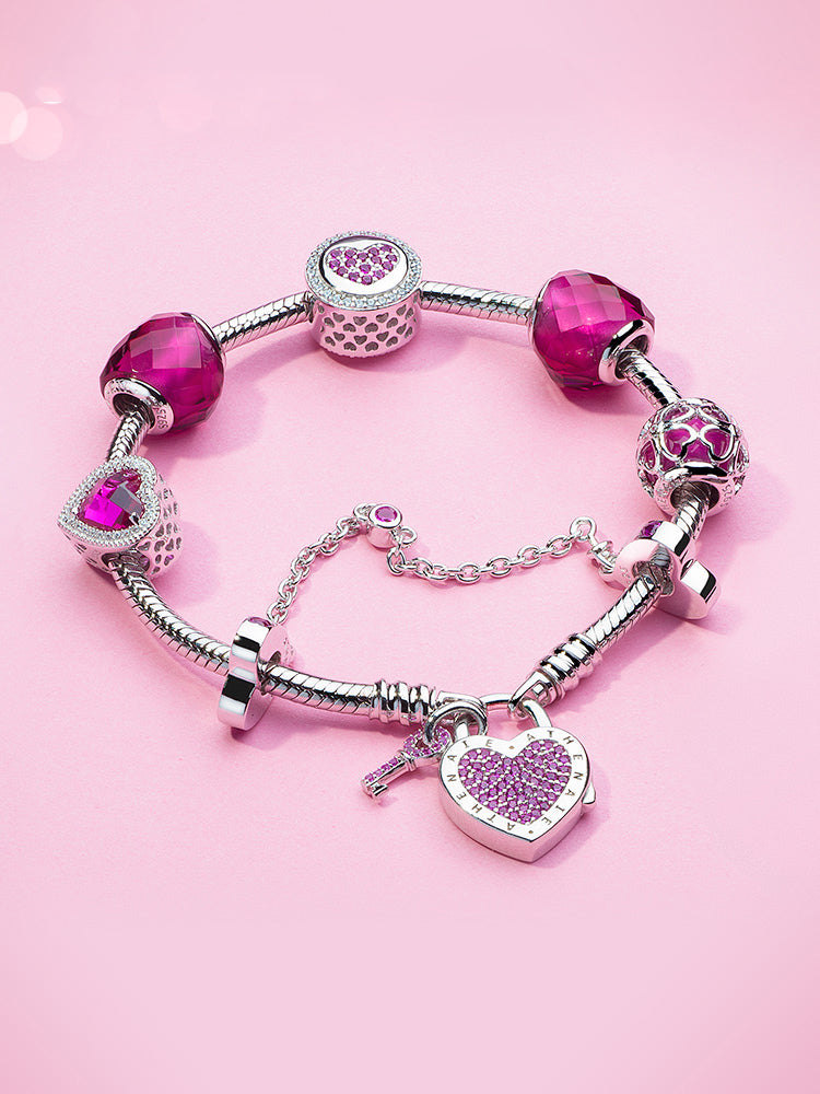 Crimson Murano glass charm bead styled on bracelet