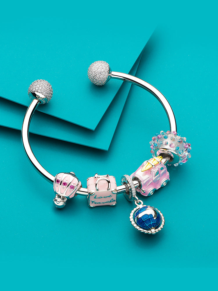 Murano glass charm bead bracelet colorful jewelry styling