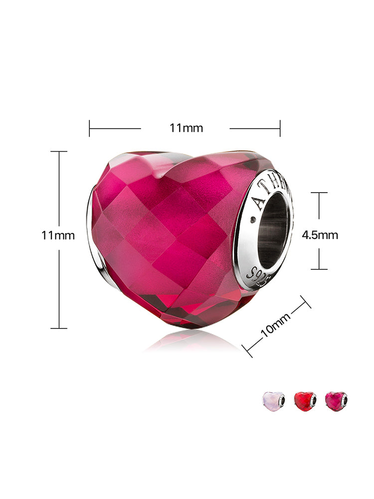 Crimson Murano glass charm bead size view