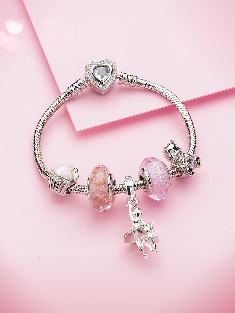 Blush bubbles murano glass charm bead bracelet styling