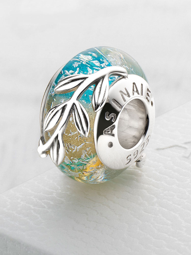 Murano glass olive leaf charm bead bracelet styling